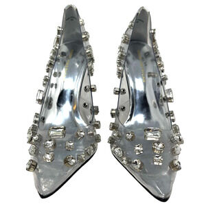 Good American Diamonds Forever Heels Size 10 Glass002 GSH008-X
